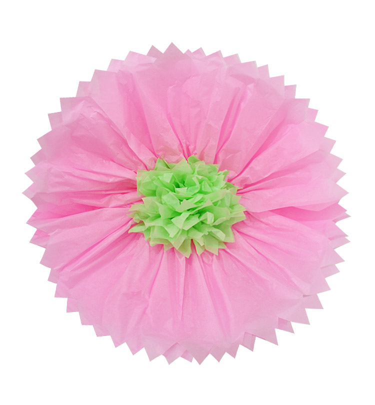 FLORES DE PAPEL SEDA ROSADO Y VERDE MENTA / 4 UNDS FLORES DE PAPEL SEDA ROSADO Y VERDE MENTA / 4 UNDS